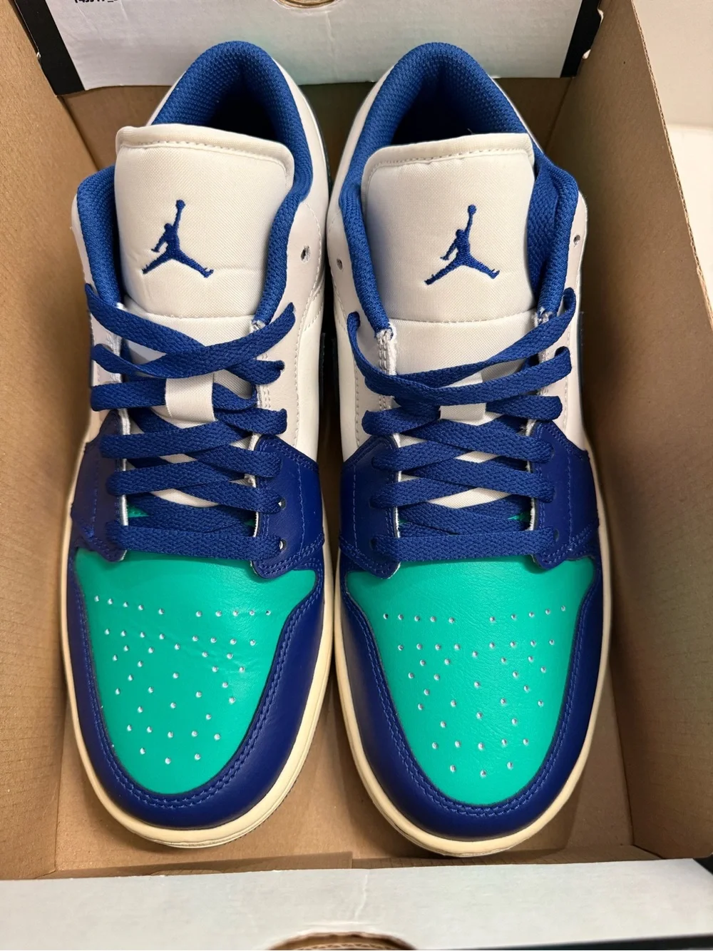 Jordan Low-Top Sneakers in Teal, Royal Blue & White